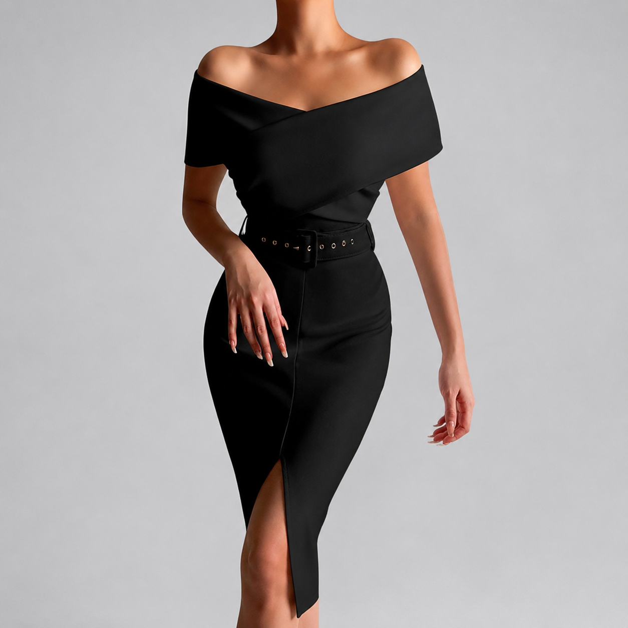 Women's Homecoming Dress Black Bodycon | Midi Sleek
