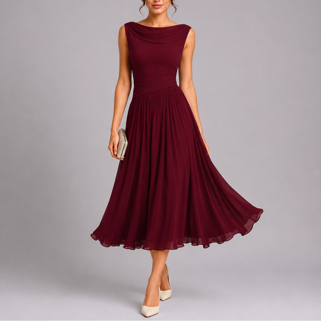 Women's Homecoming Dress Pleated Midi | Evening Dress - Image 4