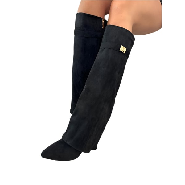 Women's Western Boots Black Heeled Knee High | Footwear - Image 1