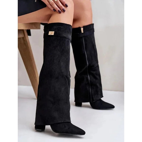 Women's Western Boots Black Heeled Knee High | Footwear - Image 3