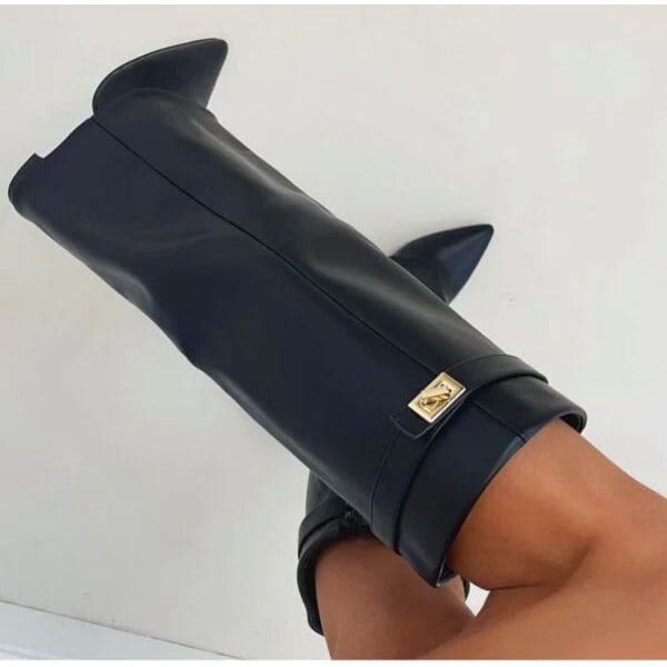 Women's Western Boots Black Heeled Knee High | Footwear - Image 5
